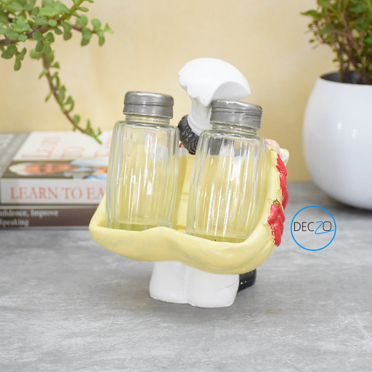 Chef Holding Cart Salt and Pepper Shaker Holder