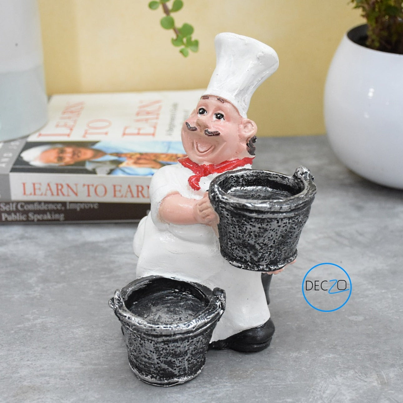 Combo of Laughing Chef and Chef Holding Cart Pepper Shaker Holders