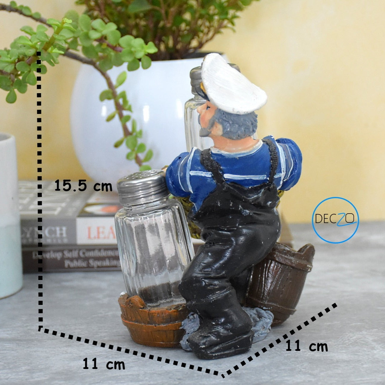 Captain Sailor Holding Basket Salt and Pepper Holder, Toothpick Holder