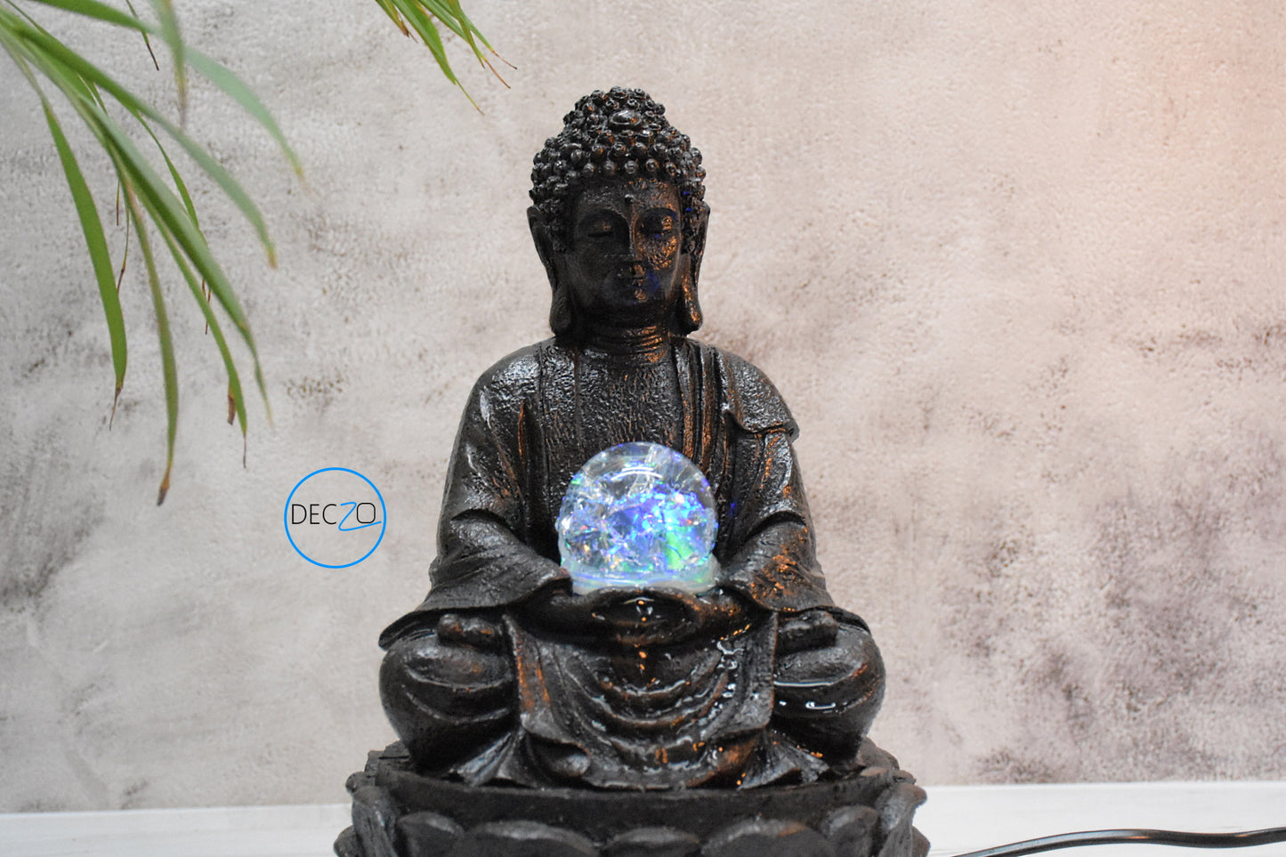 Buddha Table Top Water Fountain : 28 CM, Brown