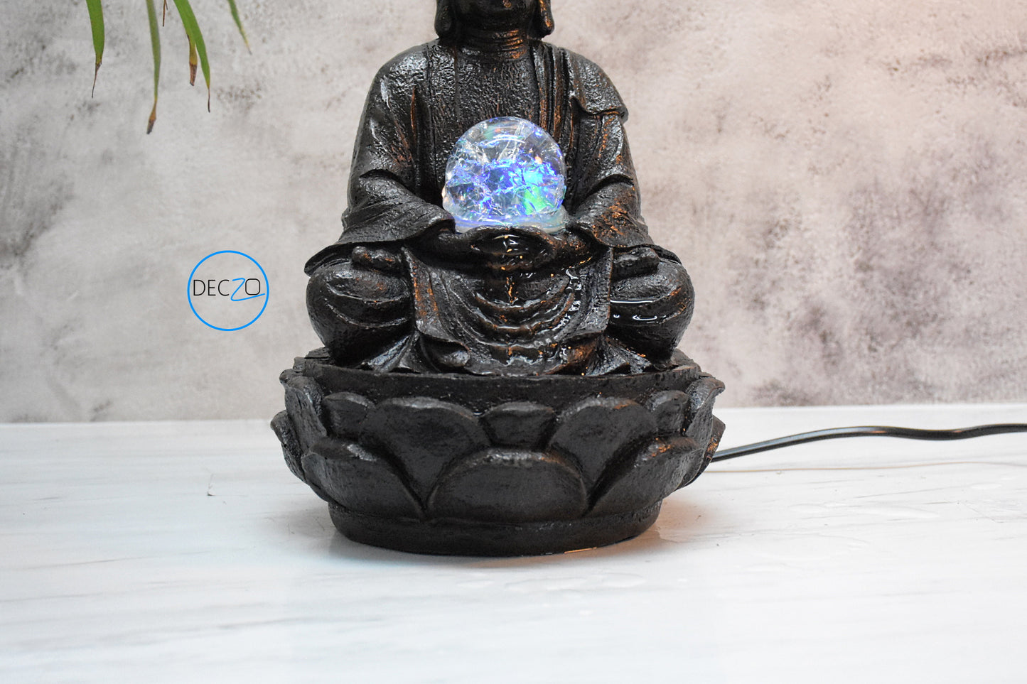 Buddha Table Top Water Fountain : 28 CM, Brown