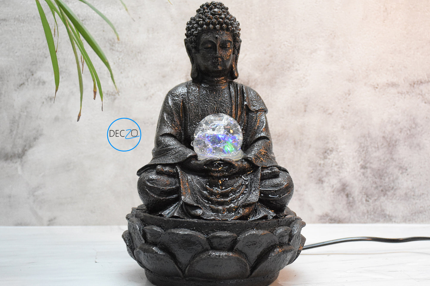 Buddha Table Top Water Fountain : 28 CM, Brown