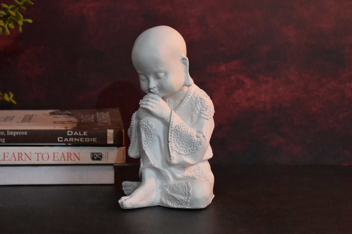 Thinking Monk Statues for Home and Gift : White