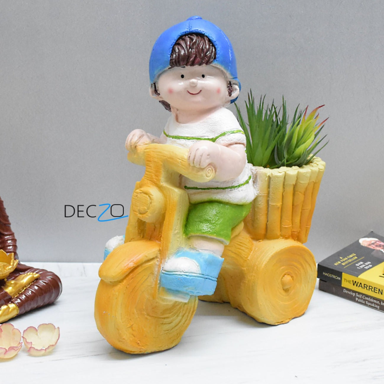 Boy Riding on Bicycle Planter - Deczo