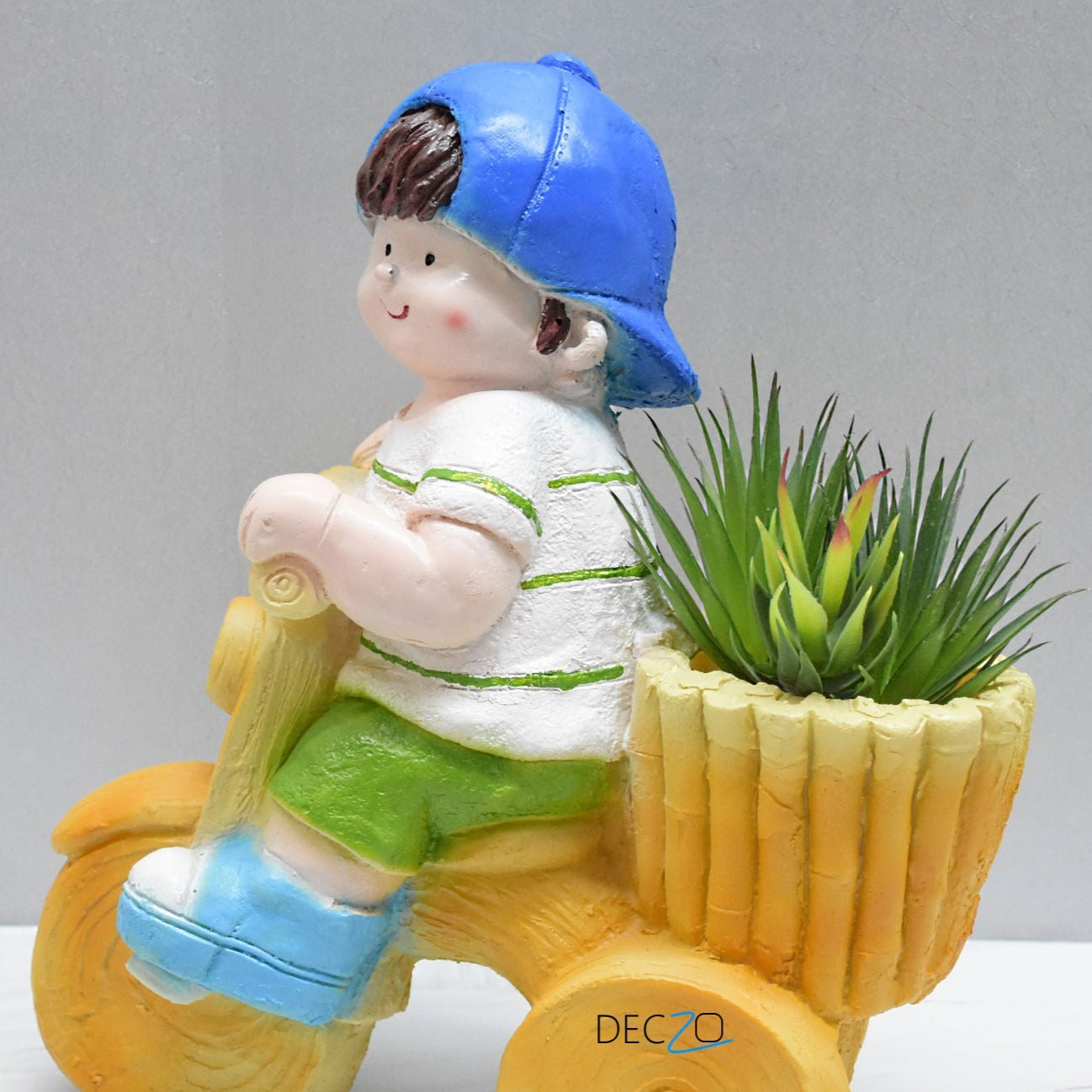 Boy Riding on Bicycle Planter - Deczo