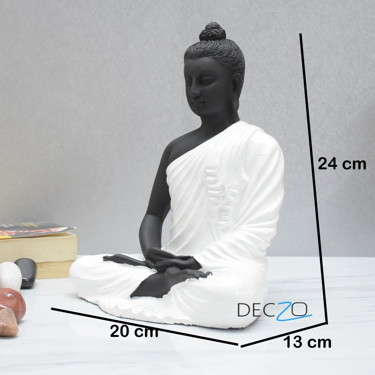 Gracious Yogi Sitting Buddha : White-Black - Deczo