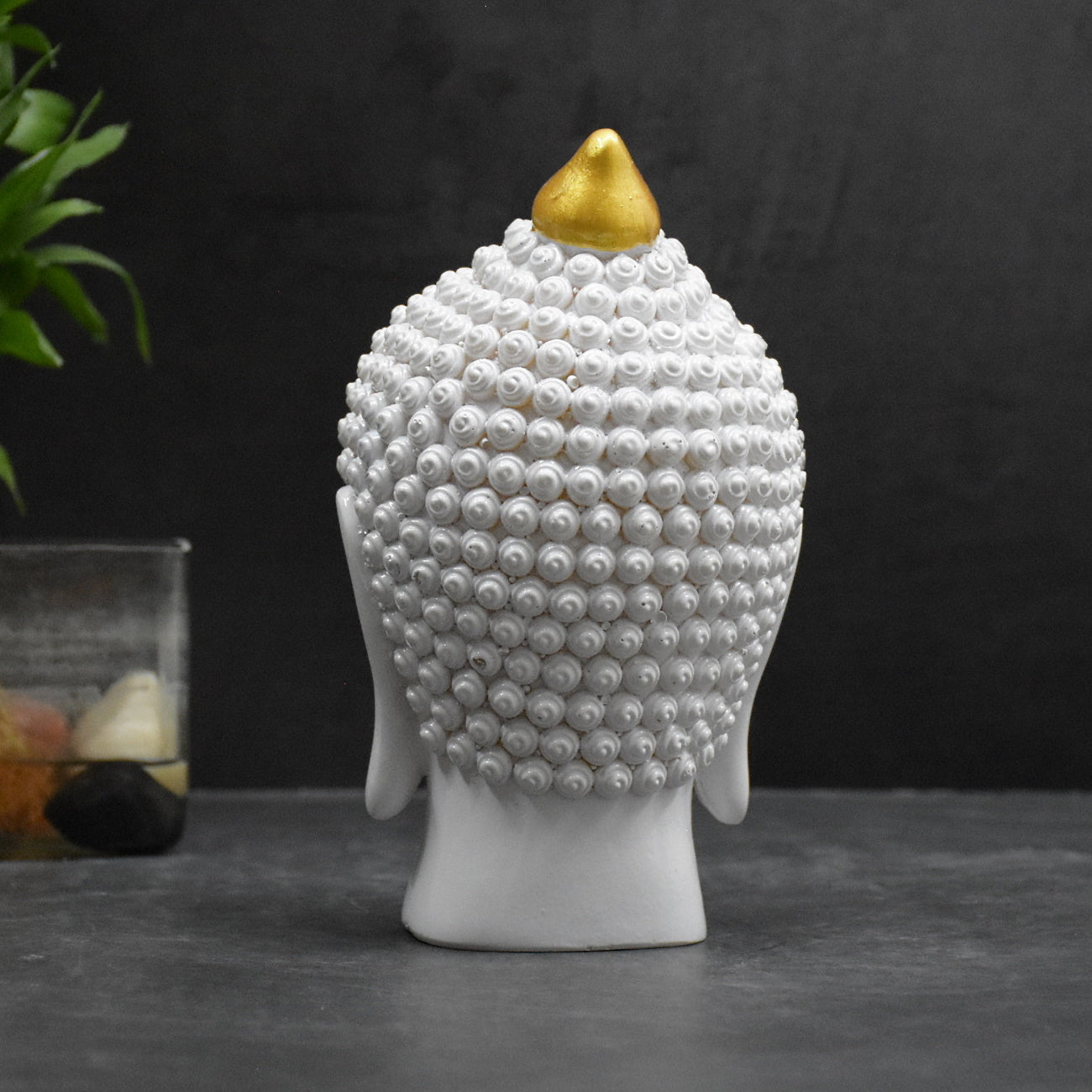 Moksha Buddha Head for Meditation ,Gift, Decor (18.5x11.5x11.5 CM) (White)
