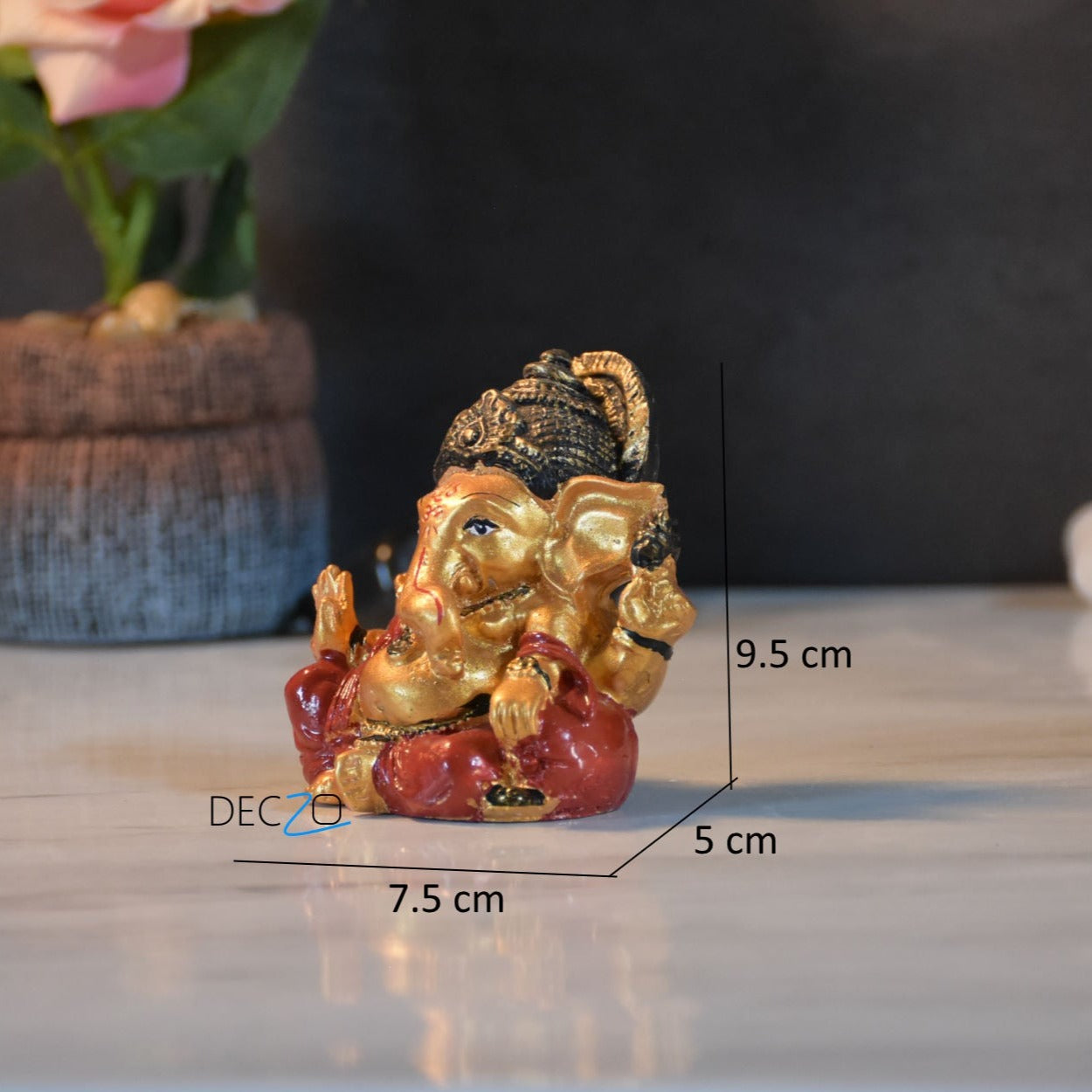 Mini Golden Ganesha Figurine - Set of 2 - Deczo