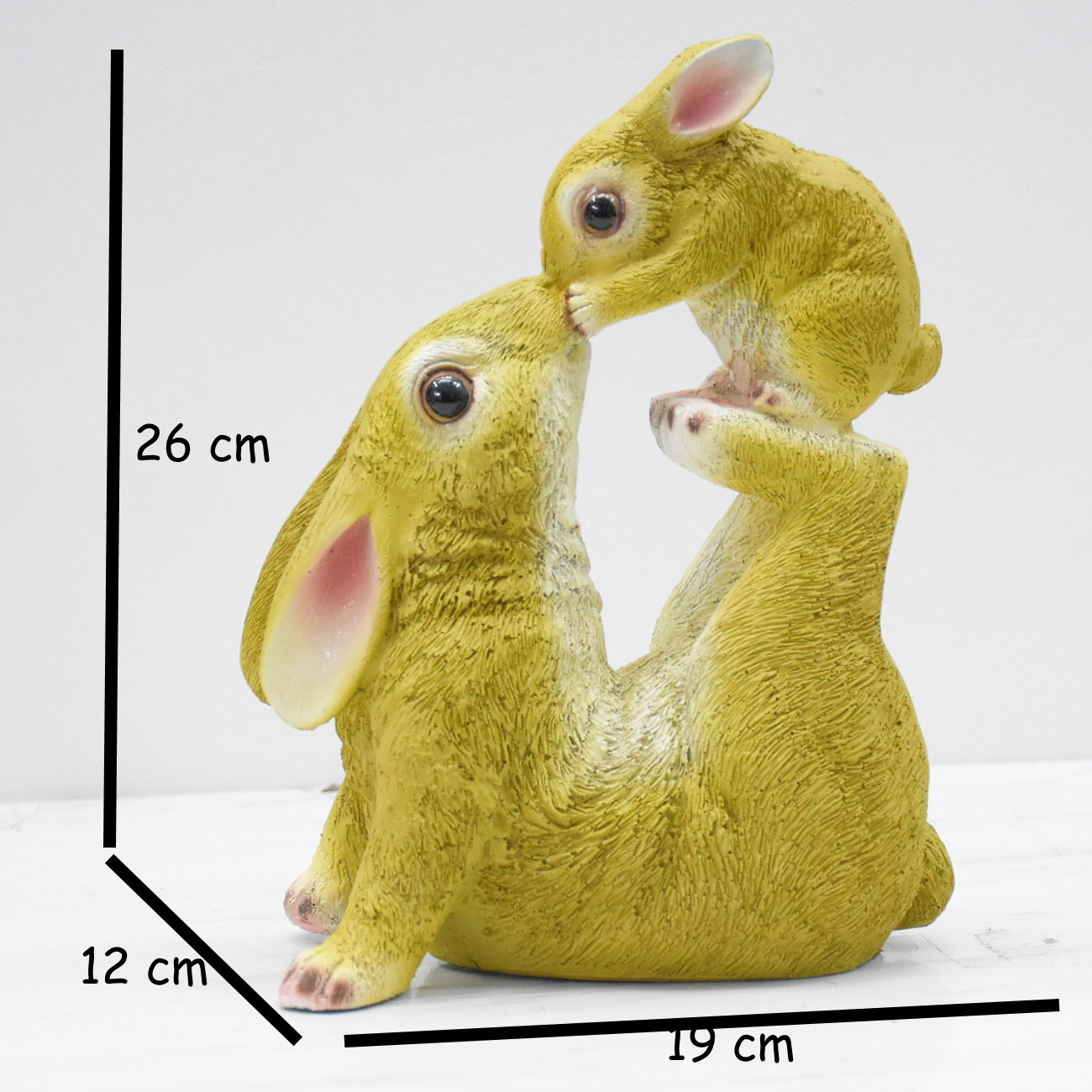 Mother and Baby Rabbits Showpiece : Green