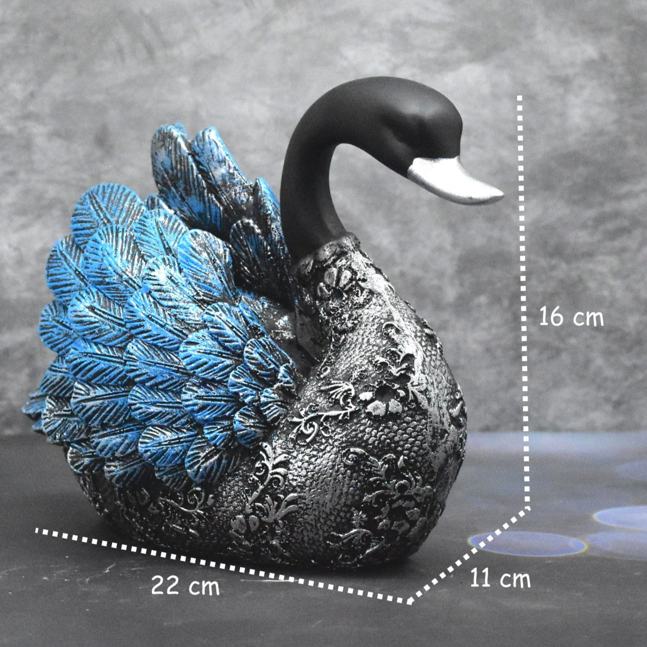 Silver and Blue Toned Textured Swan Showpieces: Set of 2