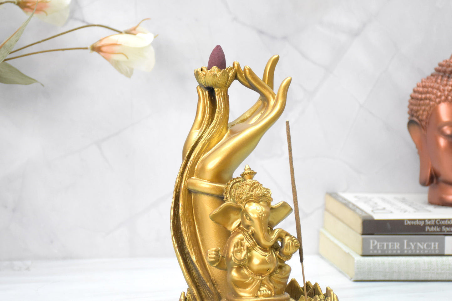 Ganesha Sitting Under Hand Incense Holder