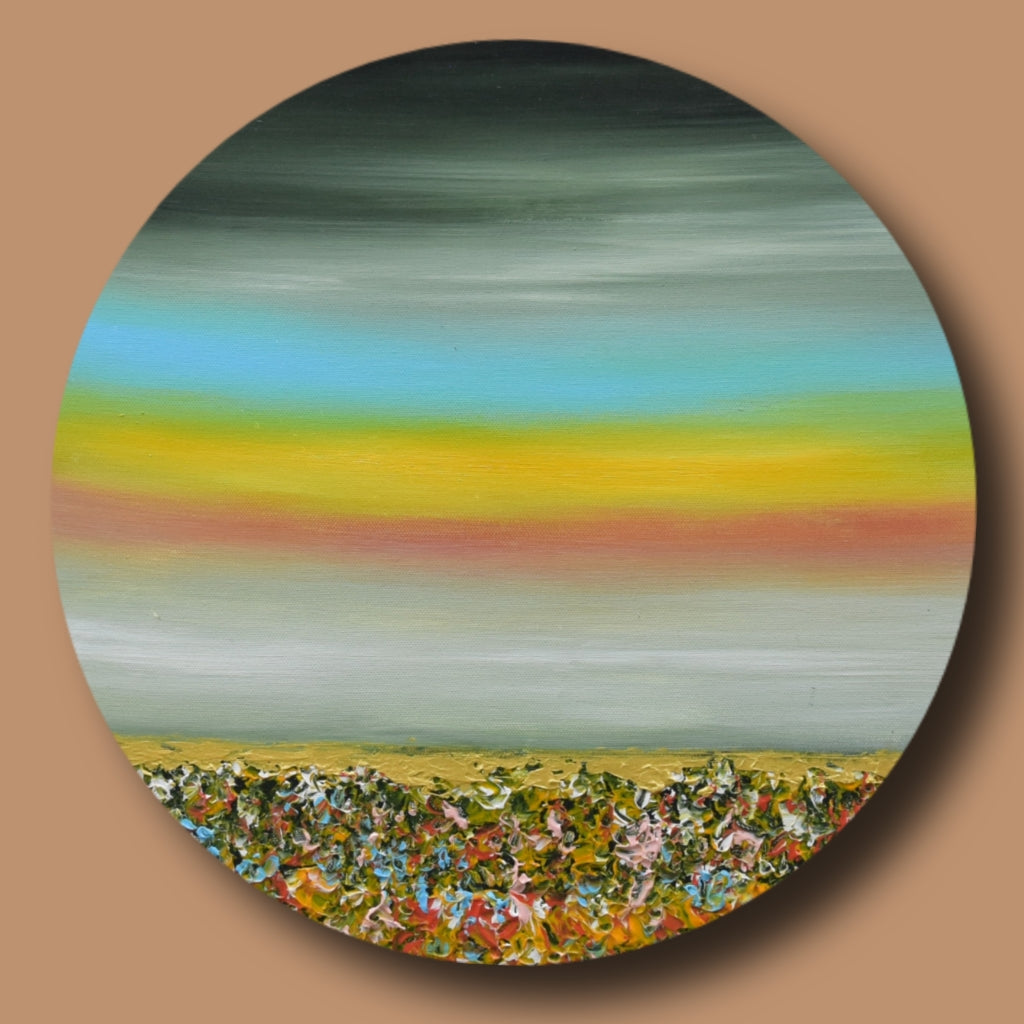 Deep Symphony, Acrylic on Canvas, Handmade, Round Wall Painting - Deczo