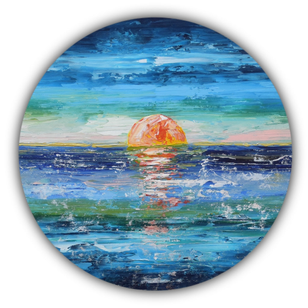Horizon, Acrylic on Canvas, Handmade, Round Wall Painting - Deczo