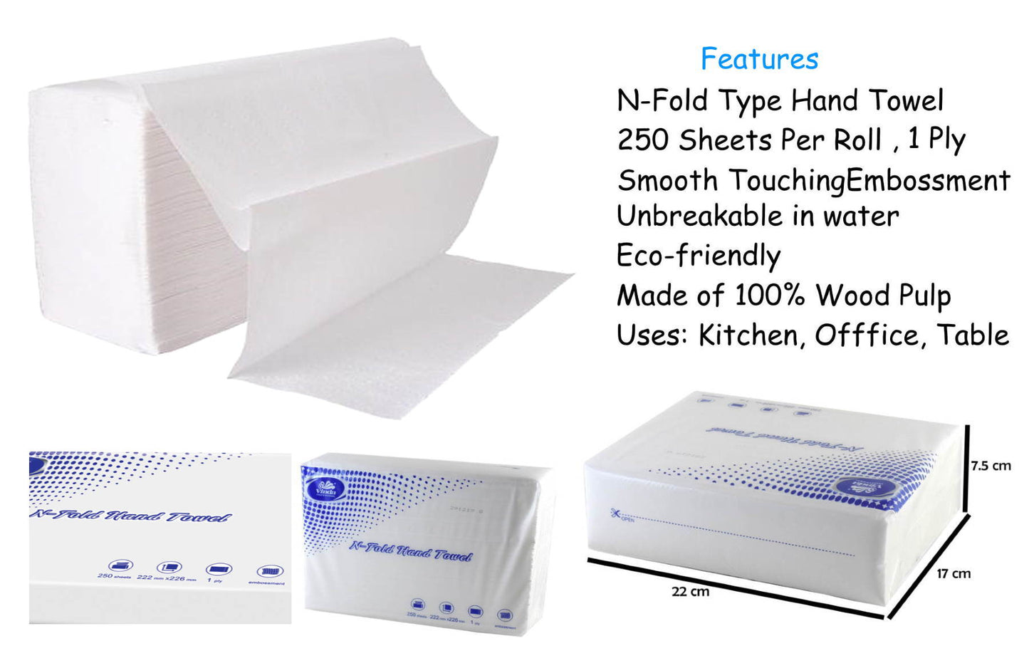 N-Fold Premium Hand Towel : 500 Sheets - Deczo