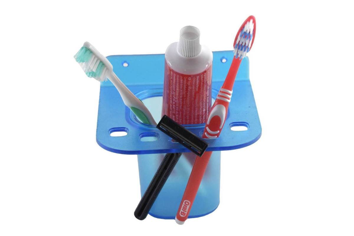 DECZO 2 in 1 Unbreakable Toothpaste Holder With Tumbler : Blue - Deczo