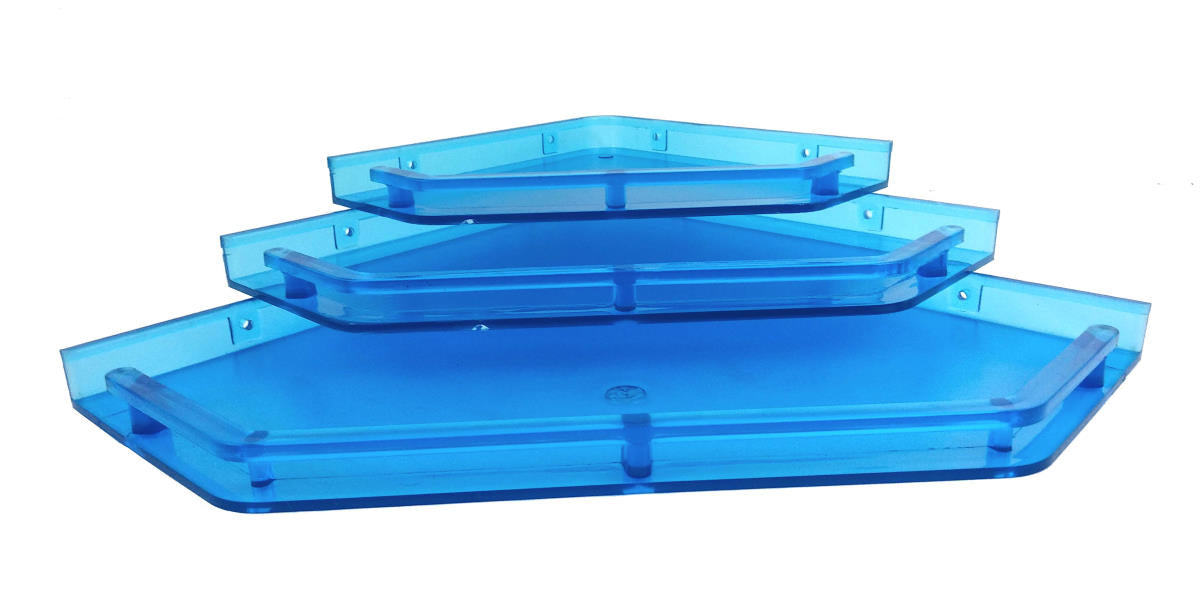 Unbreakable ABS Plastic Combo of 12 by 12 inch 10 by 10 inch and 8 by 8 inch Designer Look Blue Color Wall Shelf - Deczo