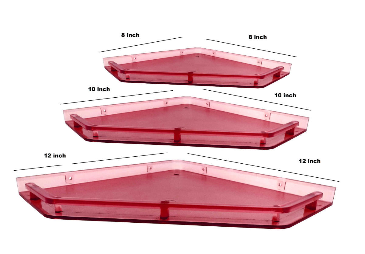 Unbreakable ABS Plastic Combo of 12 by 12 inch 10 by 10 inch and 8 by 8 inch Designer Look Pink Color Wall Shelf - Deczo