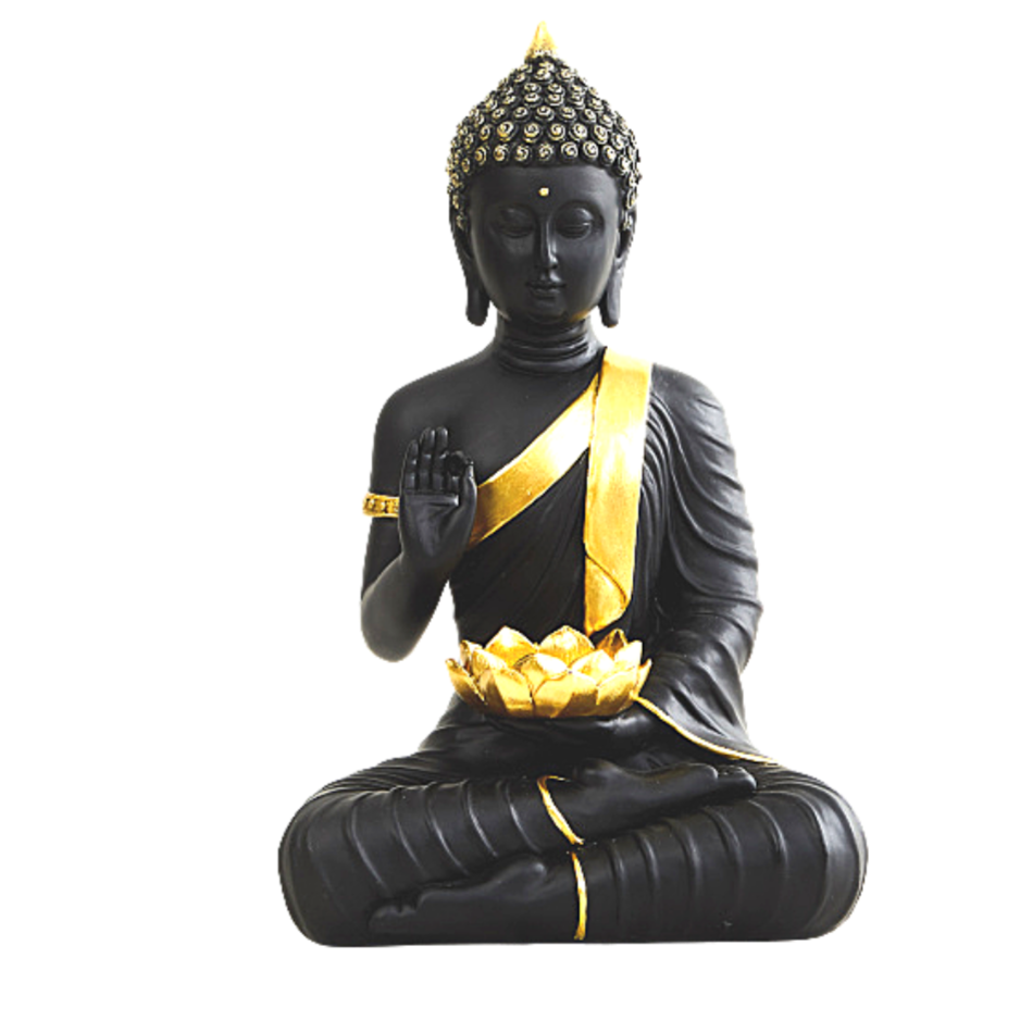 Meditating Buddha with Lotus in Hand : Black - Deczo