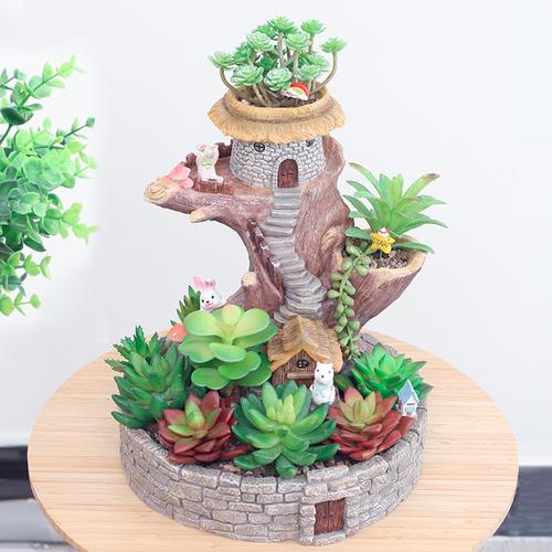 Hut on Tree Resin Succulent Pot - Deczo