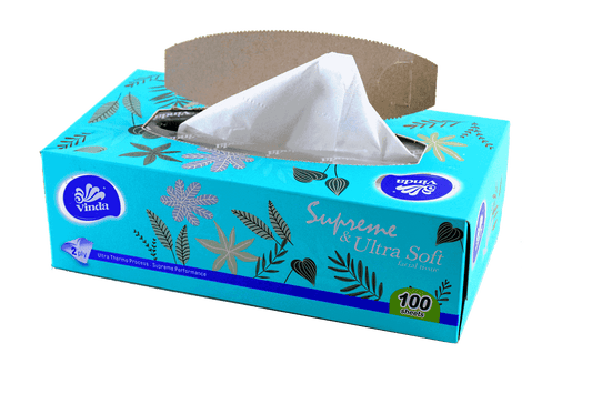 Vinda Box Tissues, Ultra Soft Facial Tissue For Car/Table, 100 Sheets - Deczo