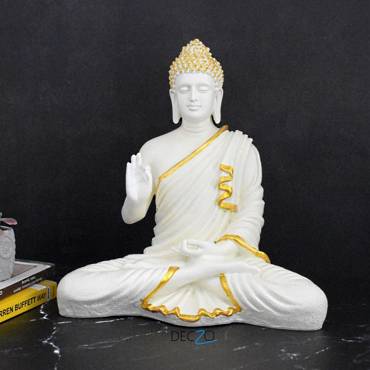 Big Size Meditating Buddha Idol : White - Deczo