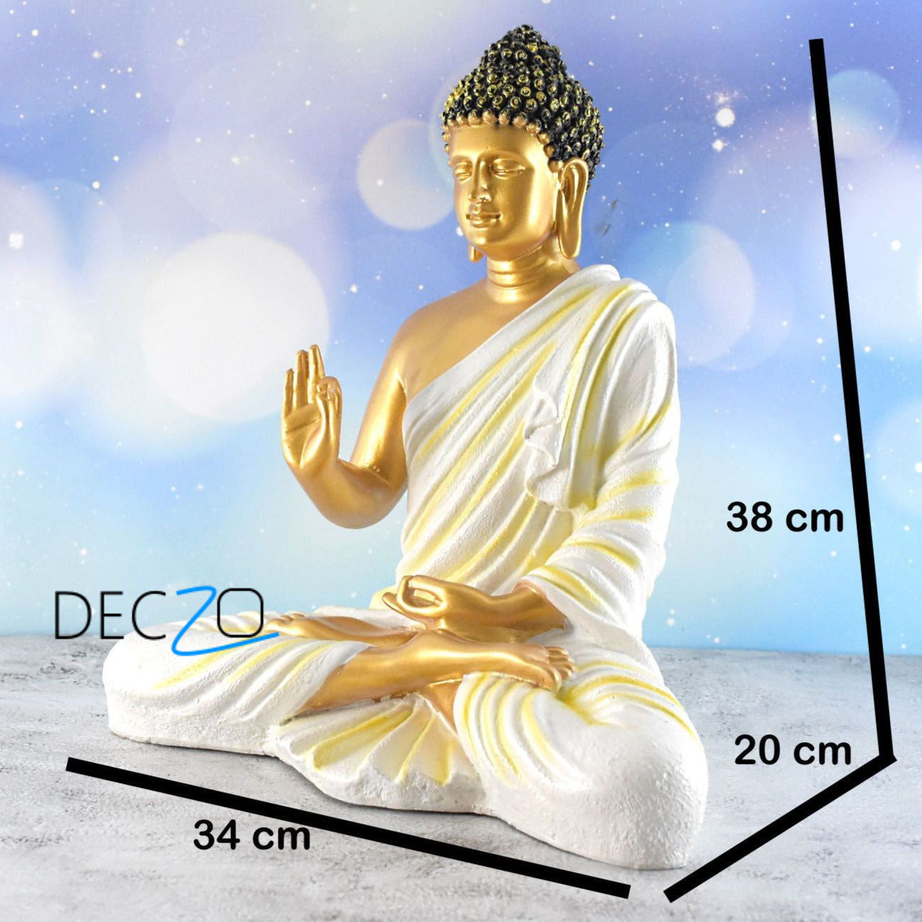 Big Size Meditating Buddha Idol : Golden - Deczo