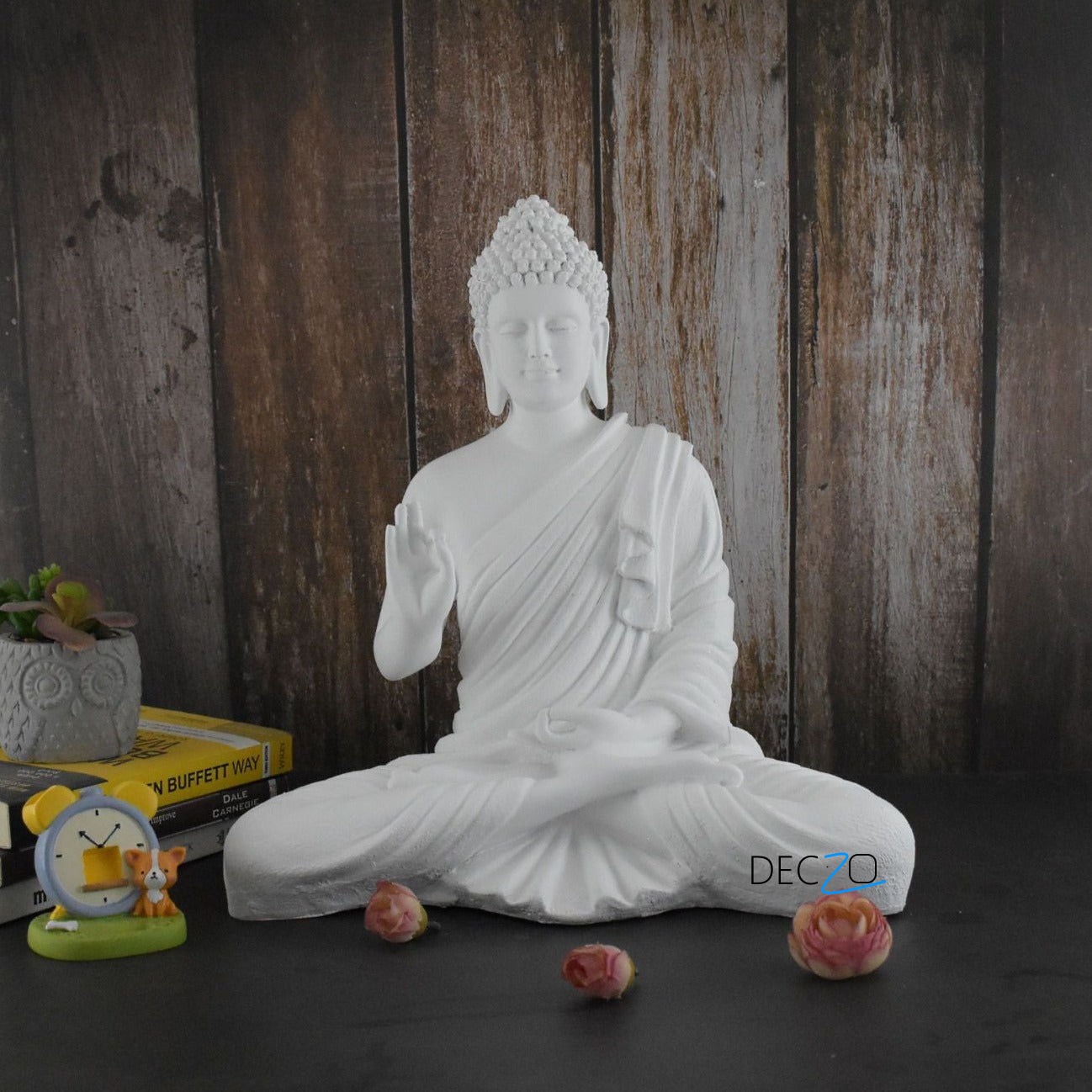Big Size Meditating Buddha Idol : Milky White - Deczo