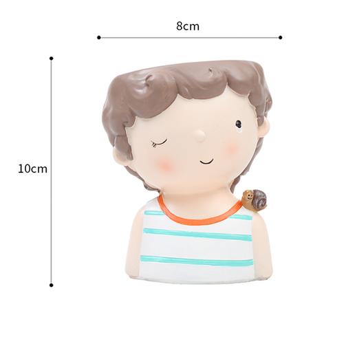 Winking Boy with Snail Resin Succulent Pot - Deczo