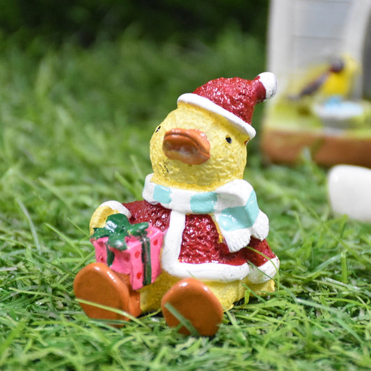 Miniature Duck as Santa, Christmas, Anniversary, Garden, Table Decor, Gift, Dashboard