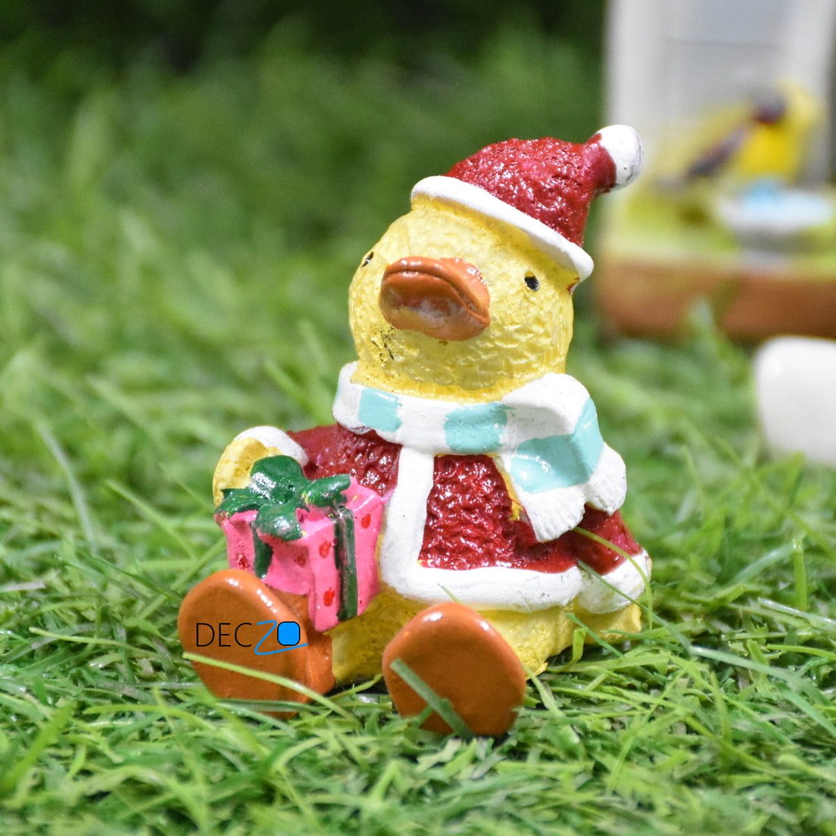 Miniature Duck as Santa, Christmas, Anniversary, Garden, Table Decor, Gift, Dashboard