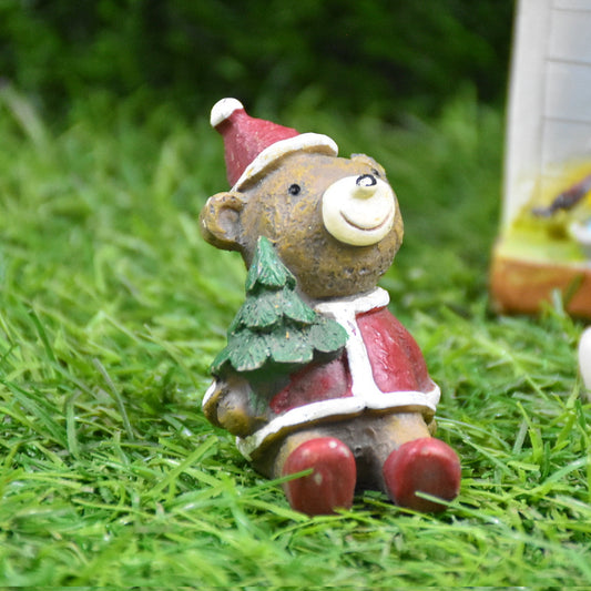 Miniature Bear as Santa, Christmas, Anniversary, Garden Decor, Table Decor, Gift, Dashboard