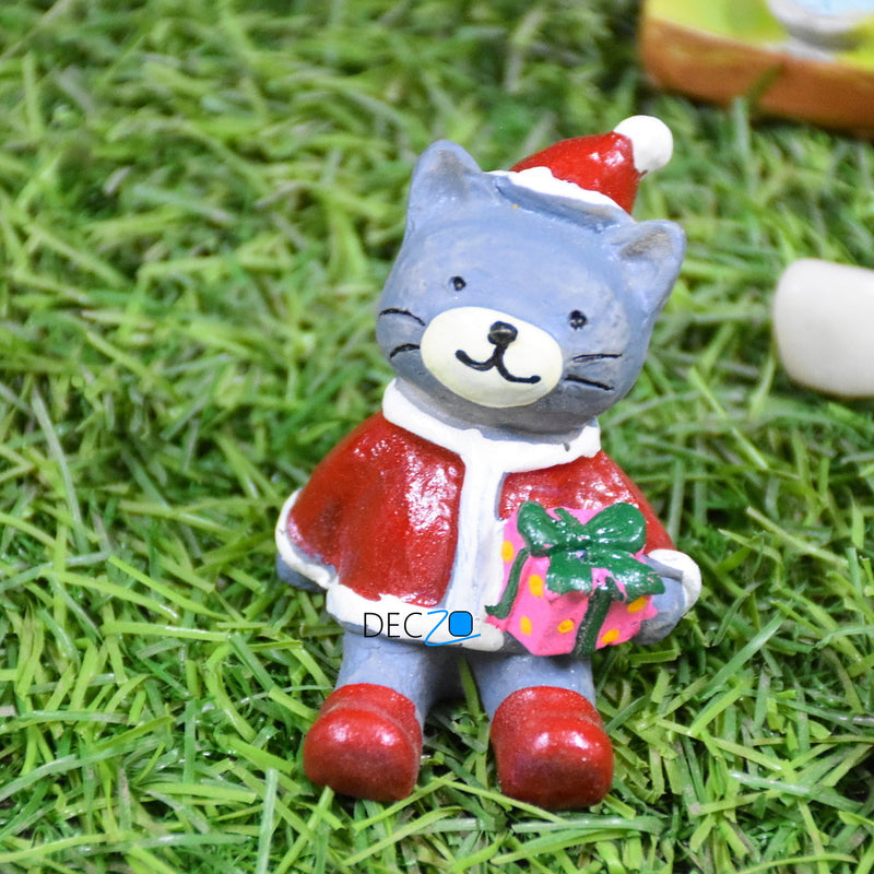 Miniature Cat as Santa, Christmas, Anniversary, Garden, Table, Gift, Dashboard