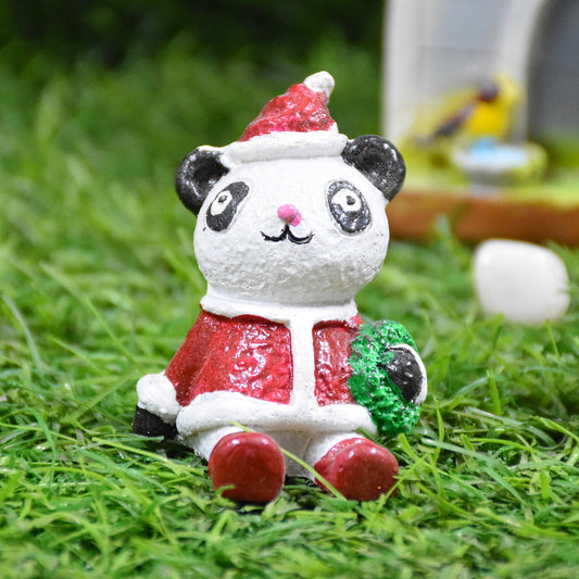 Miniature Panda as Santa, Christmas, Anniversary, Garden, Table, Gift, Dashboard