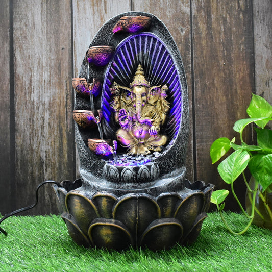 Ganesha Water Fountain (Model 3)  : 42 CM, Golden-Silver