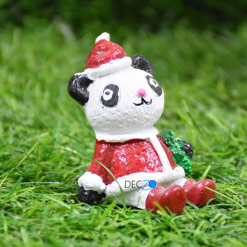 Miniature Panda as Santa, Christmas, Anniversary, Garden, Table, Gift, Dashboard