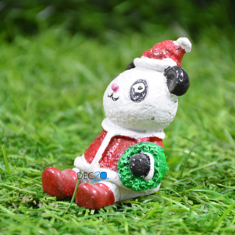 Miniature Panda as Santa, Christmas, Anniversary, Garden, Table, Gift, Dashboard