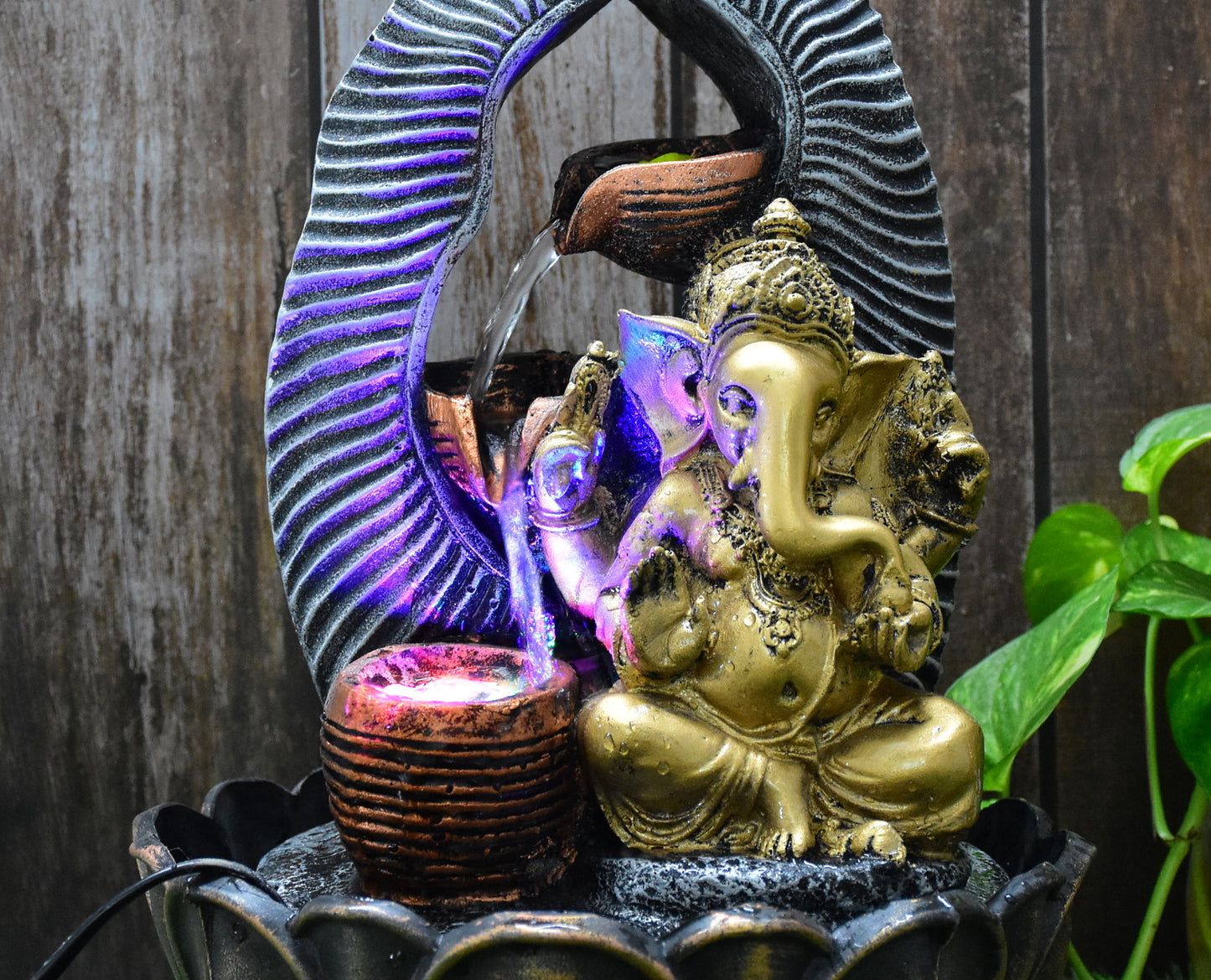Ganesha Water Fountain (Model 4)  : 42 CM, Golden-Silver
