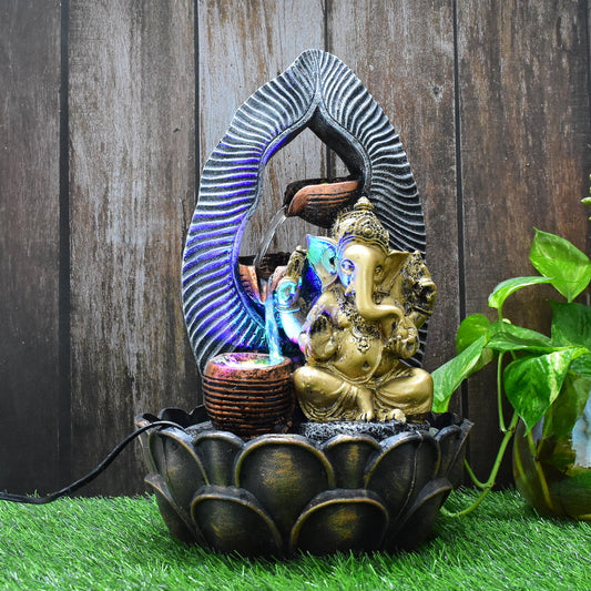 Ganesha Water Fountain (Model 4)  : 42 CM, Golden-Silver