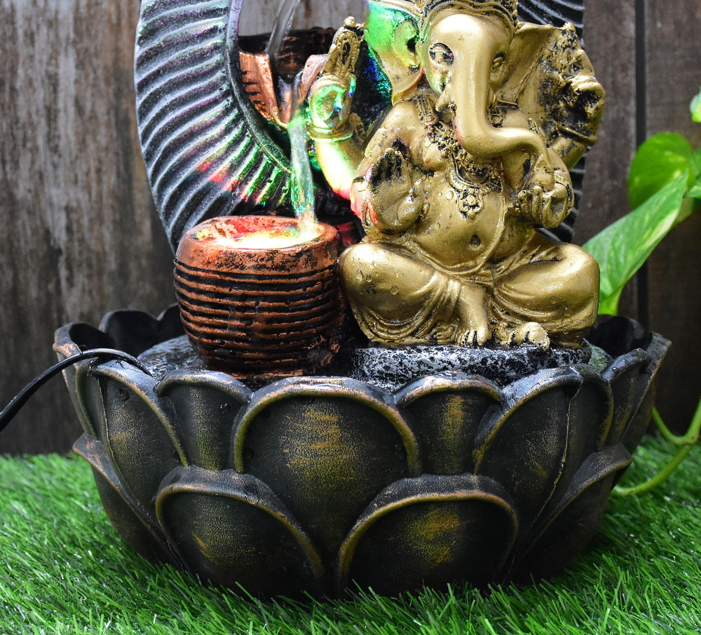 Ganesha Water Fountain (Model 4)  : 42 CM, Golden-Silver