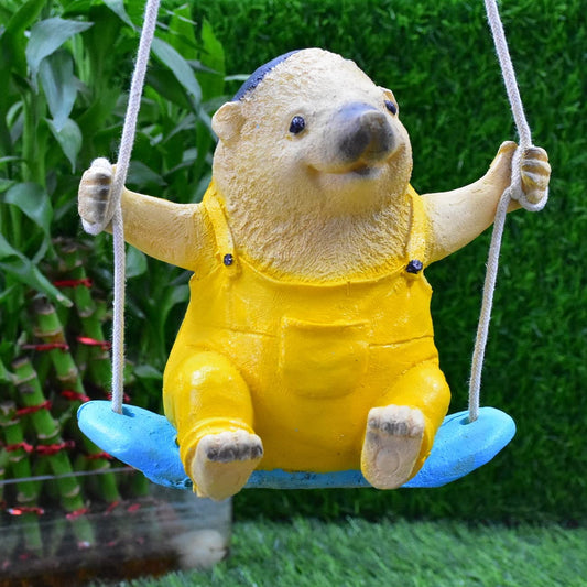 Poly-Resin Hanging Decor for Garden, Home, Gift (Swing Hedgehog)