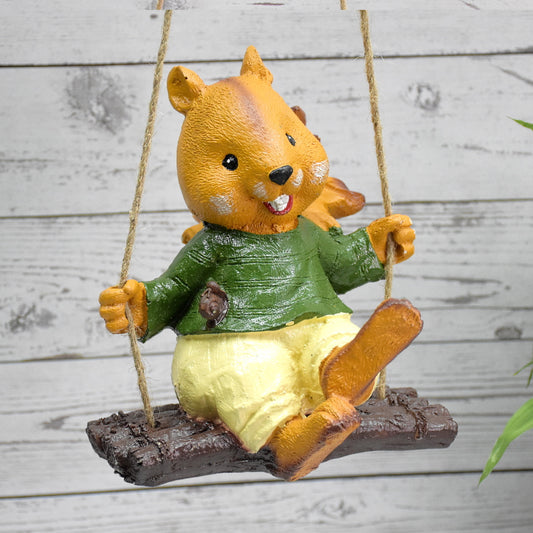 Poly-Resin Hanging Decor for Garden, Home, Gift (Swinging Squirrel)