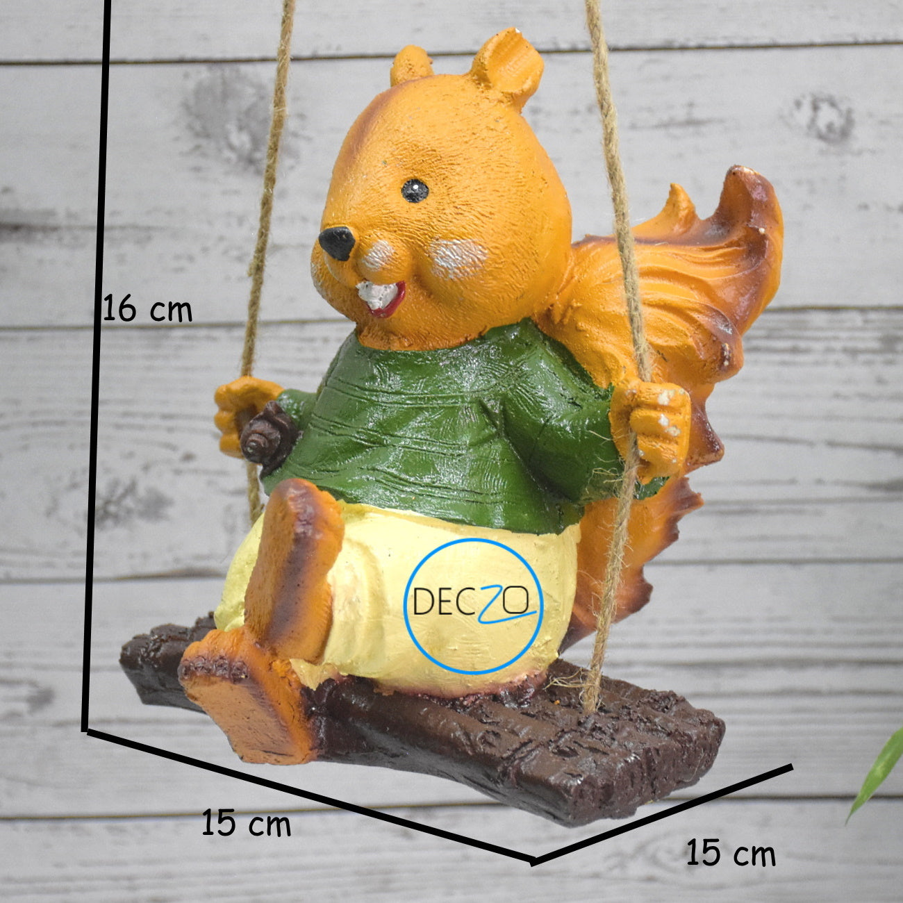 Poly-Resin Hanging Decor for Garden, Home, Gift (Swinging Squirrel)
