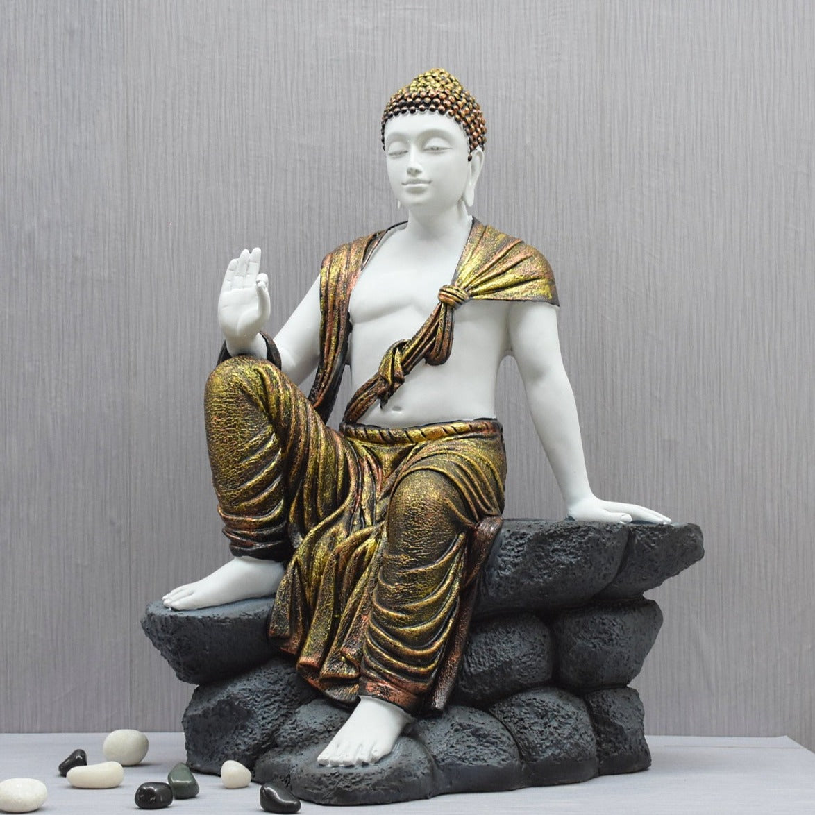 2.4 FEET BUDDHA RESTING ON MOUNTAIN (Golden-Copper)