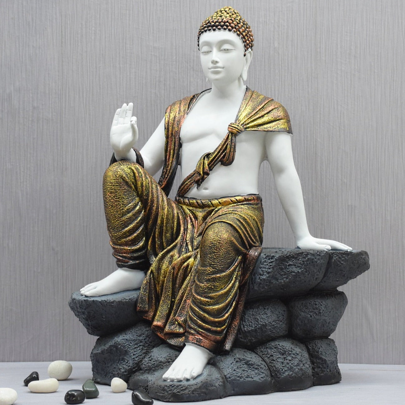 2.4 FEET BUDDHA RESTING ON MOUNTAIN (Golden-Copper)