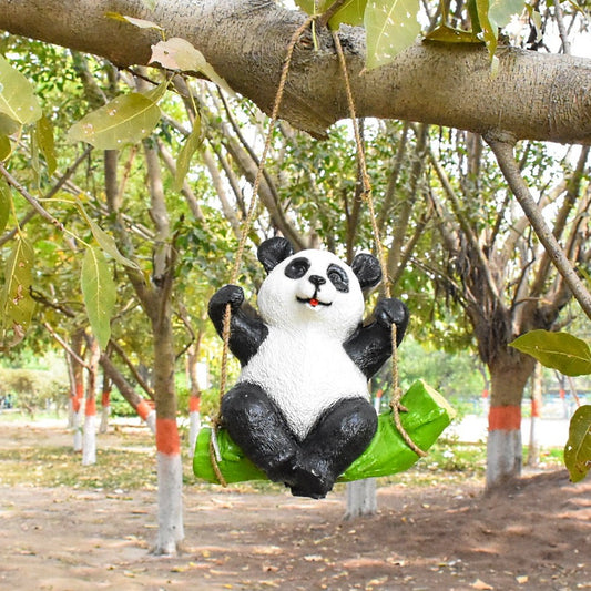 Panda Sitting on Bamboo Hanging Garden Decor