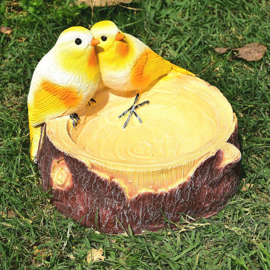 Round  Bird Feeder Garden Statue (Brown, Yellow)