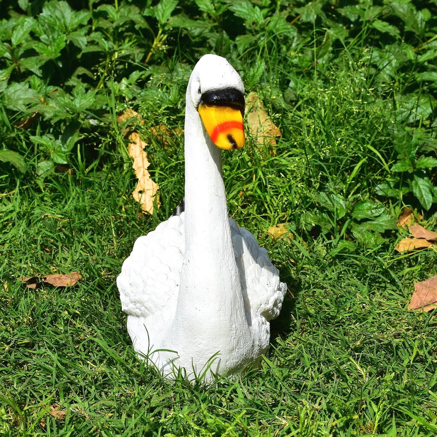 Swan Duck Poly-Resin Garden Statue (White, 34 cm)