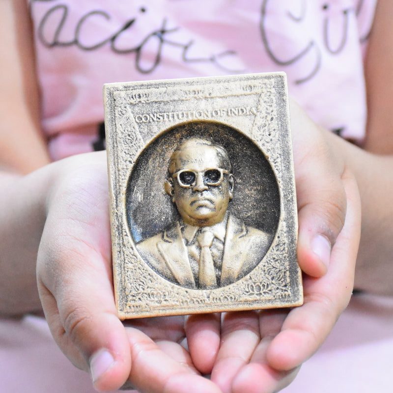 Dr B R Ambedkar Polyresin Book Statue (Antique Golden)
