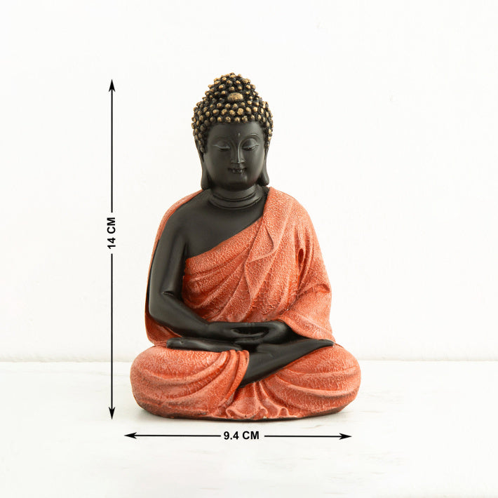 Handcrafted Meditating  Buddha Statue : Orange Color - Deczo