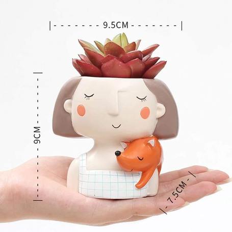 Girl With Squirrel Resin Succulent Pot - Deczo